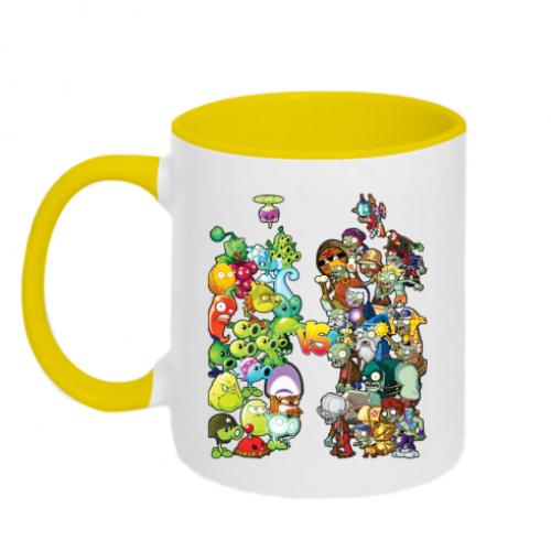 Кружка двухцветная Plants vs Zombies 320 мл Белый с желтым (13075613-34-183615)