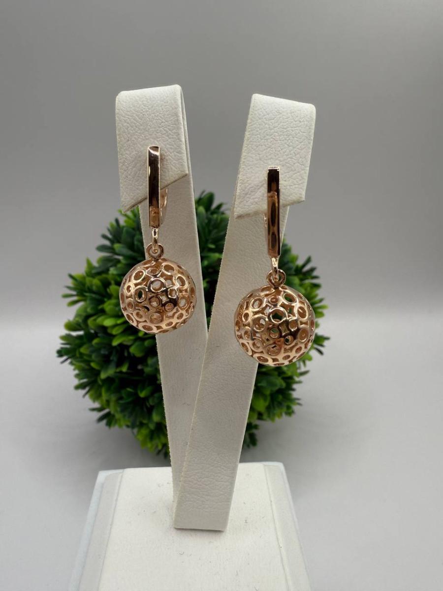 Серебряные серьги 925 проба в позолоте.