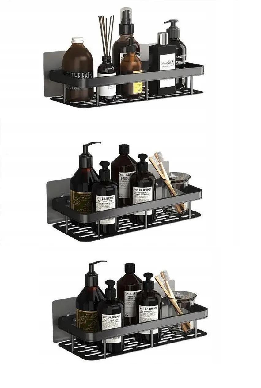 Набір полиць для ванної підвісні металеві 3 шт. Чорний (НР051342-3)