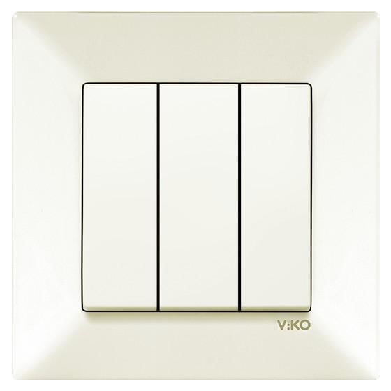 Выключатель трехклавишный VIKO Meridian Кремовый (90970268)