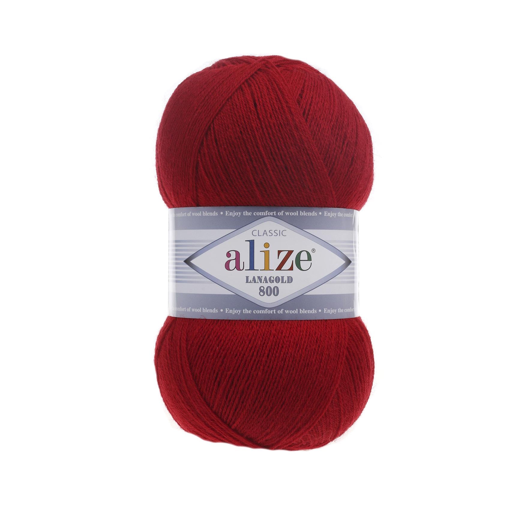 Пряжа Alize Lanagold 800 56 Червоний