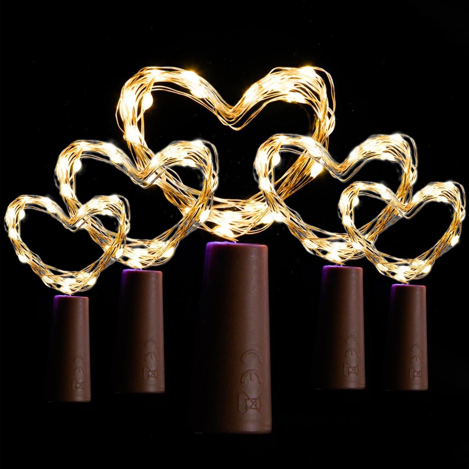 Набор гирлянд пробка 5 шт. от батареек AAA/20 LED 2 м теплый Белый без мерцания (35934)