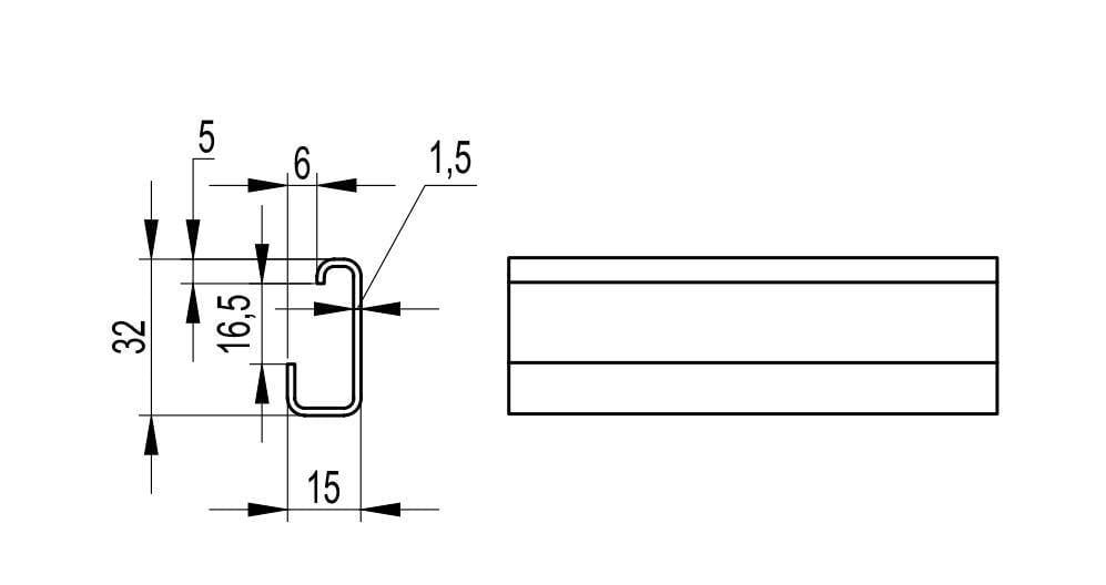 Рейка DIN ДКС G1 Quadro сплошная с насечкой 32х15х1,5 мм х 2 м (02120) - фото 2 Рейка DIN ДКС G1 Quadro сплошная с насечкой 32х15х1,5 мм х 2 м (02120) - фото 2
