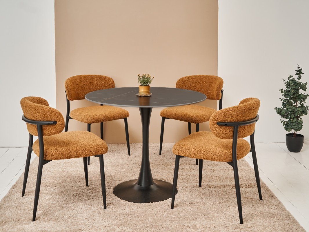 Обідній стіл круглий Vetro Mebel T-325 900/760 мм Лоран блек/Чорний (28830759) - фото 3