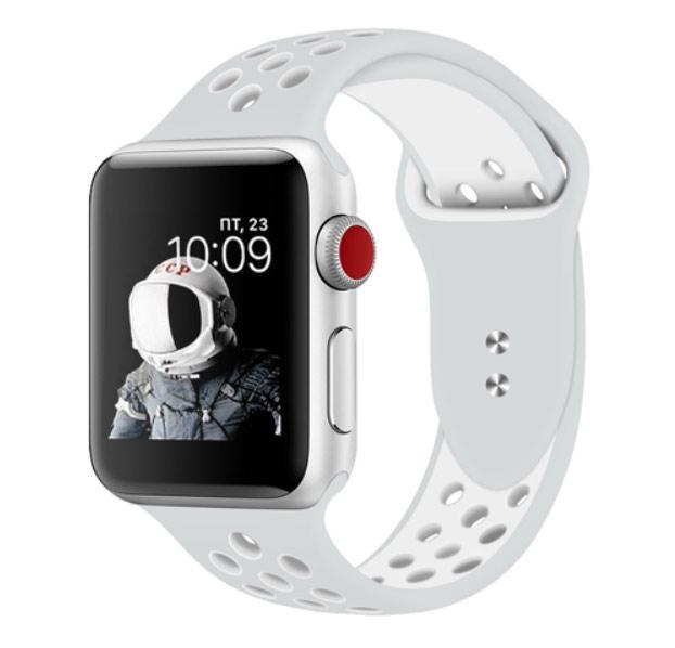 Спортивный ремешок с перфорацией Primo для Apple Watch 38 мм/40 мм Grey/White (822436613)