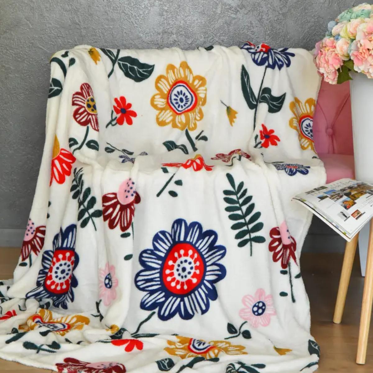 Плед Koloco Цветы евро 200х230 см Белый (37238)