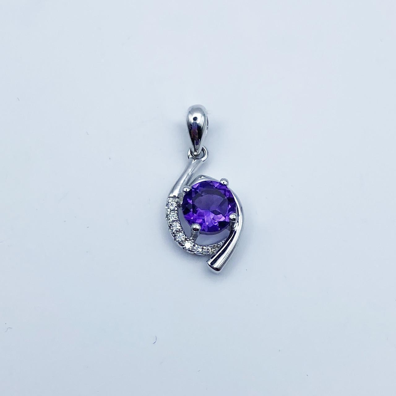 Серебряный кулон с аметистом и кубическим цирконием 1,9 г (2348221041)