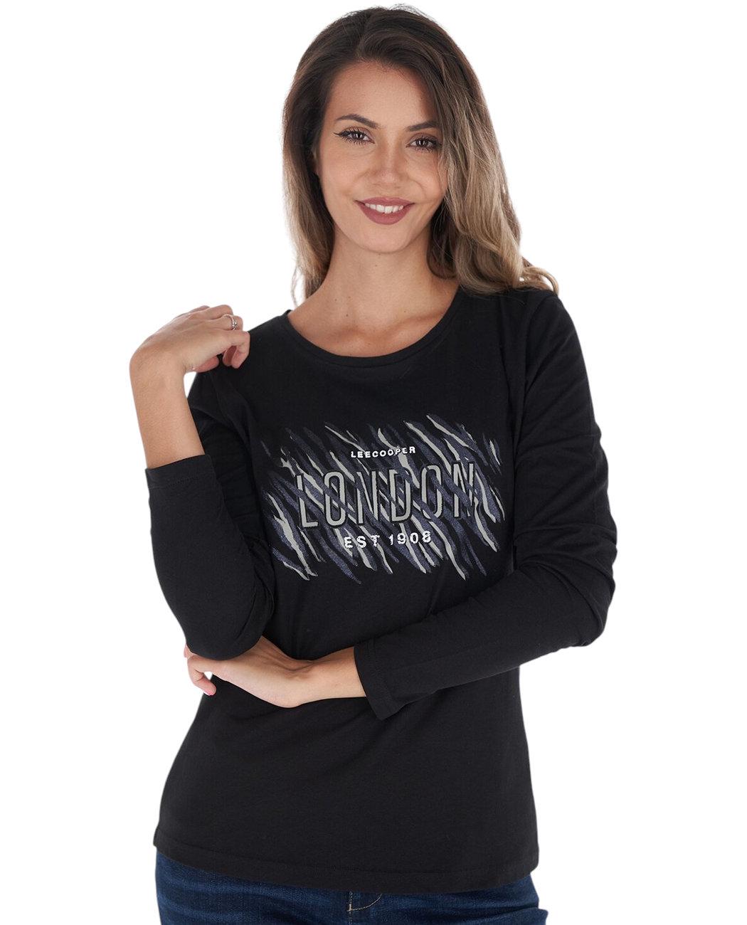 Футболка с длинным рукавом женская Lee Cooper 20195905.214 XL Черный (4894534293634)