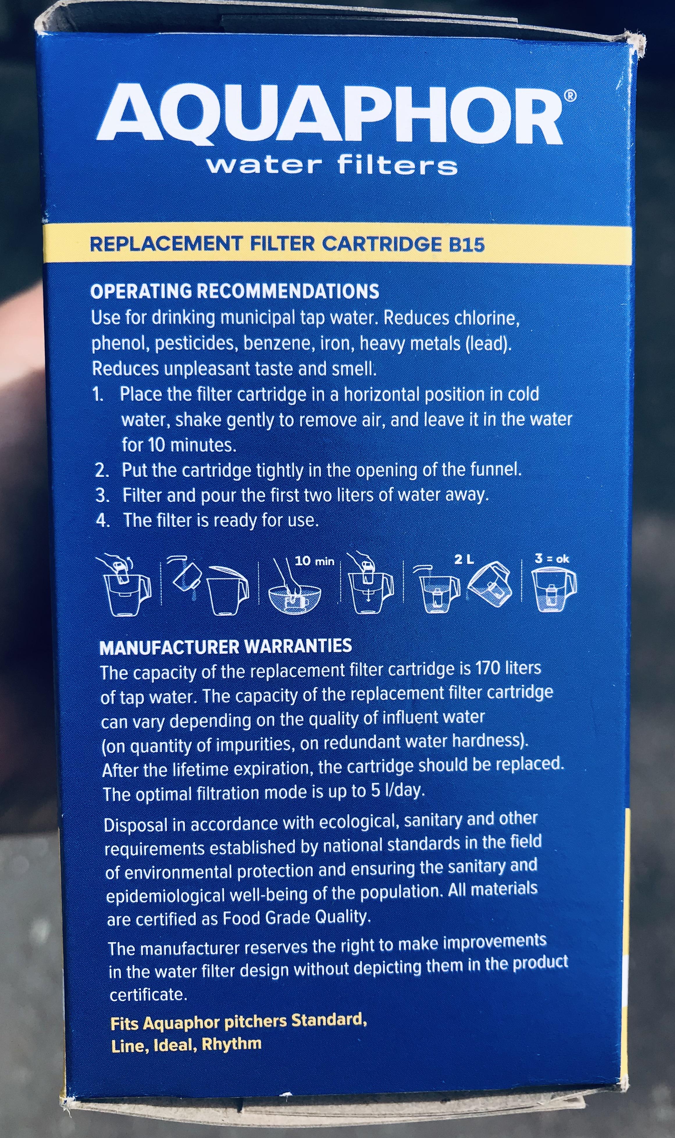 Комплект модулів картриджів змінних для фільтра води Аквафор В15 стандарт 3 шт./уп. - фото 5 Комплект модулів картриджів змінних для фільтра води Аквафор В15 стандарт 3 шт./уп. - фото 5