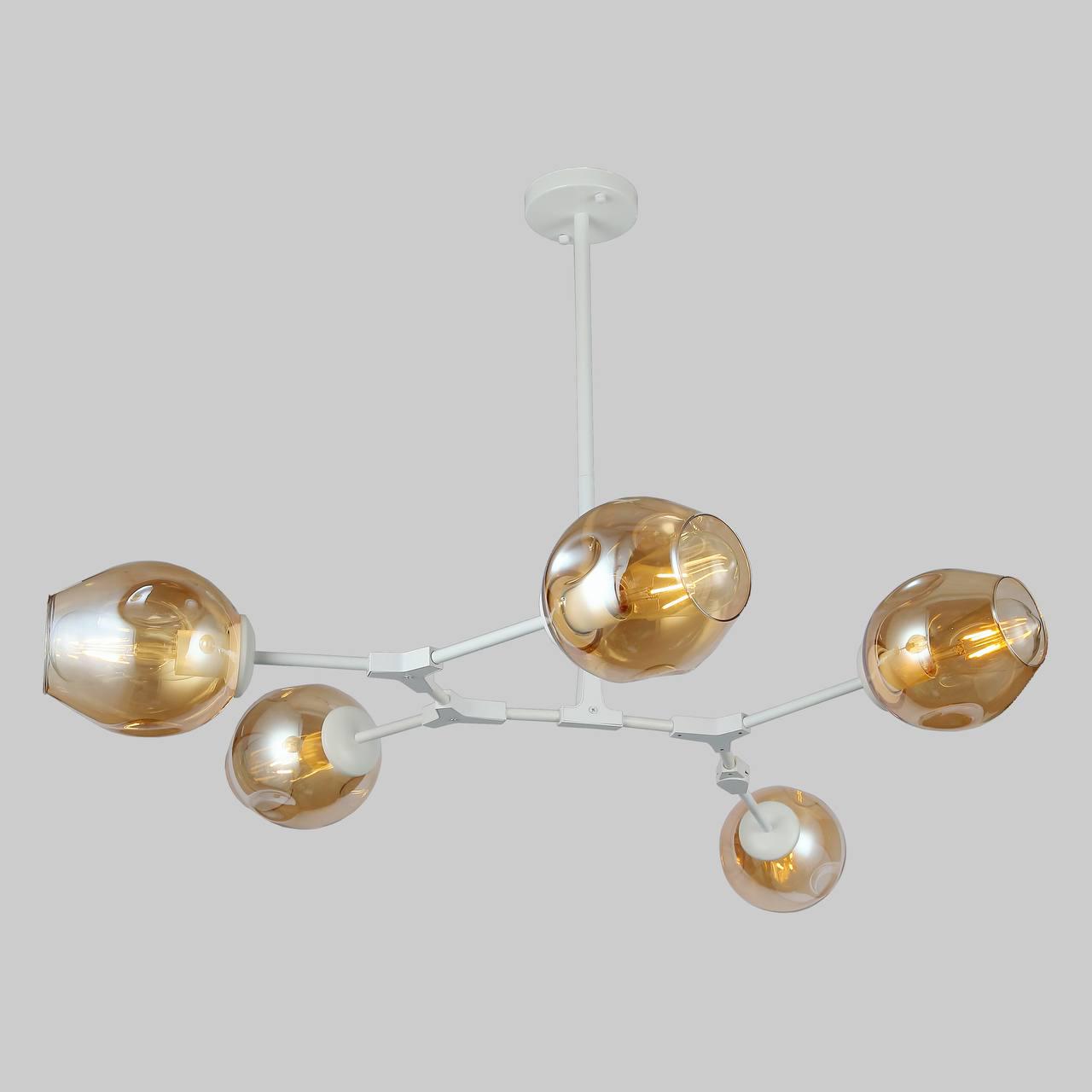 Люстра на 5 кофейных молекул Белый (52-L7731-5 WH+BR)