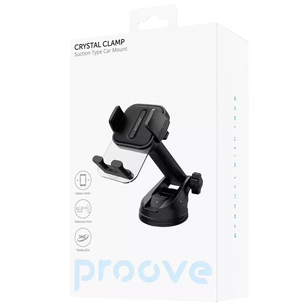 Тримач автомобільний Proove Crystal Clamp Suction Type Car Mount - фото 2 Тримач автомобільний Proove Crystal Clamp Suction Type Car Mount - фото 2