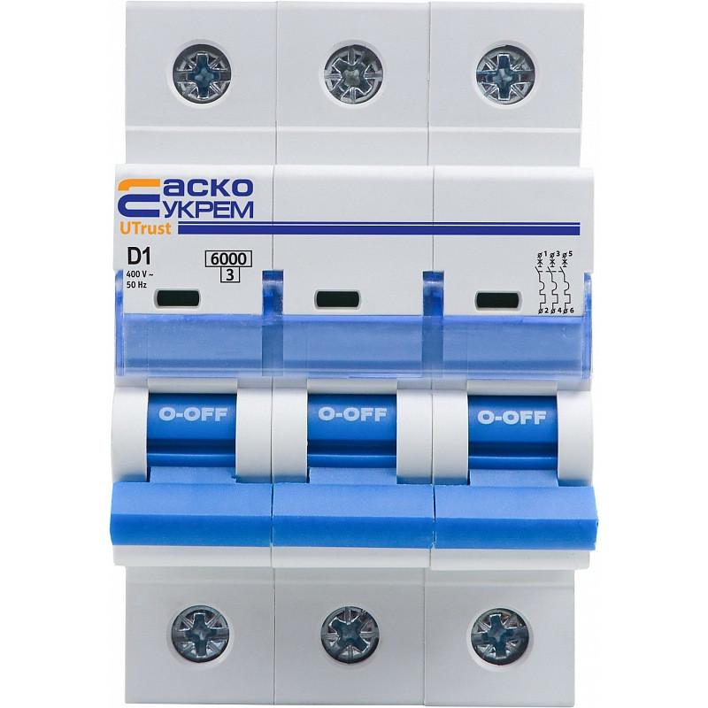 Автоматический выключатель модульный Аско-Укрем UTrust 3 полюса 1А тип D 6kА A0010210099 (50576)