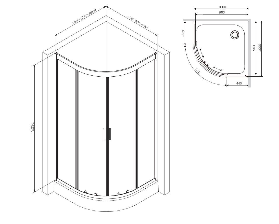 Душова кабіна AM.PM Gem W90UG-401-100BT 100x100x190 см Чорний (130467) - фото 2