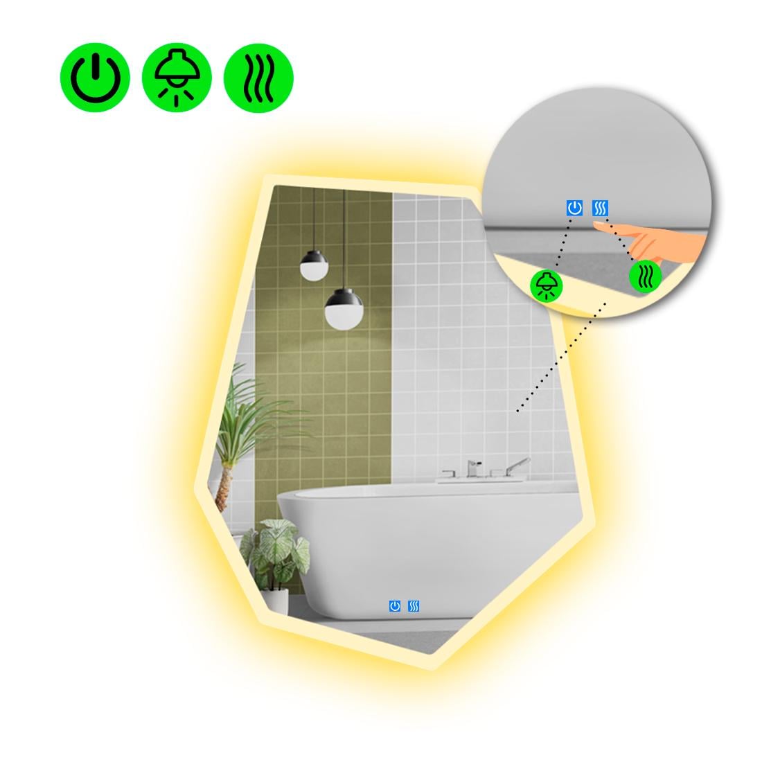 Зеркало с LED подсветкой Montagna 3 с двумя сенсорами 80x60 см (8737070)