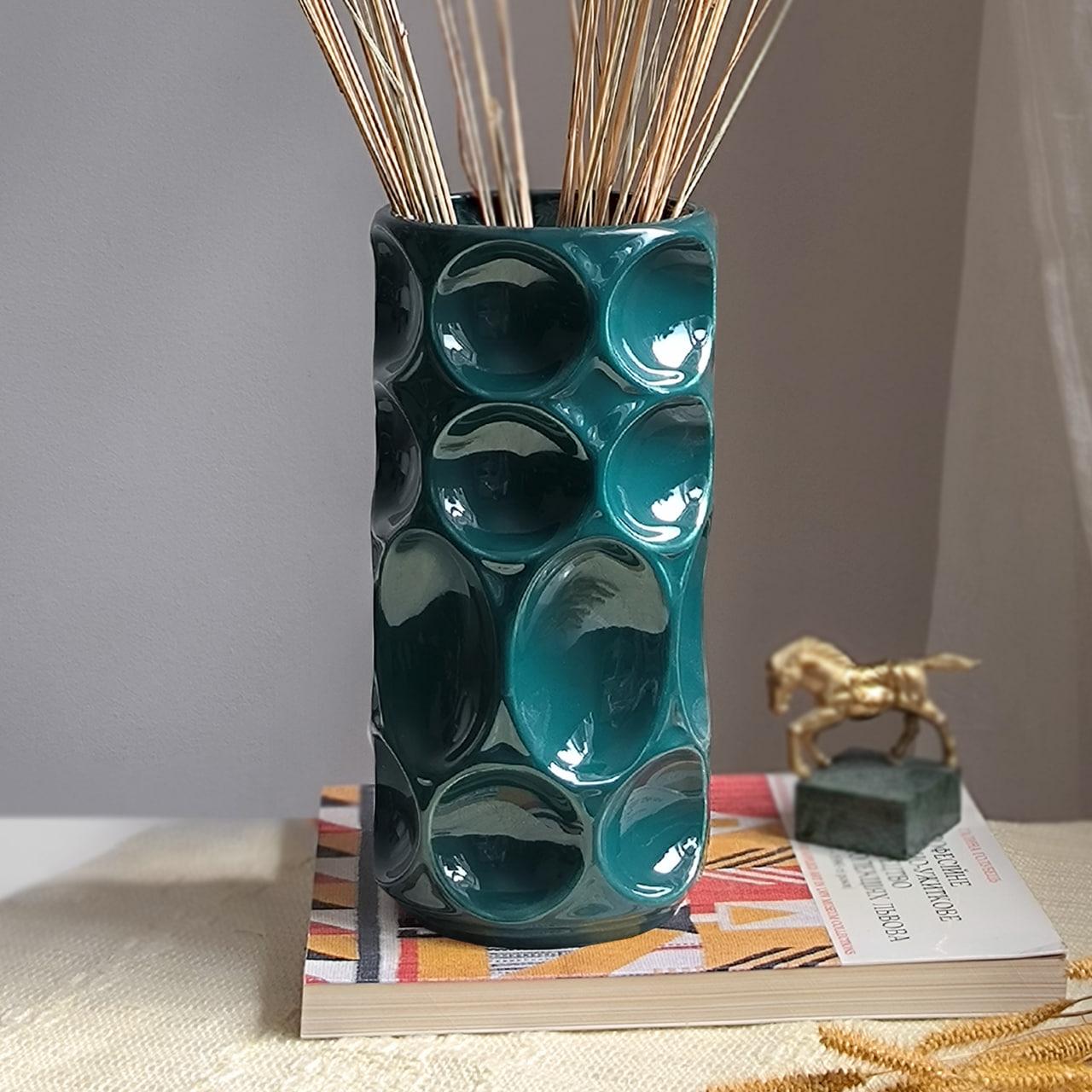 Ваза керамічна Nana ceramics Медея L 23 см Смарагдовий (2788480910)