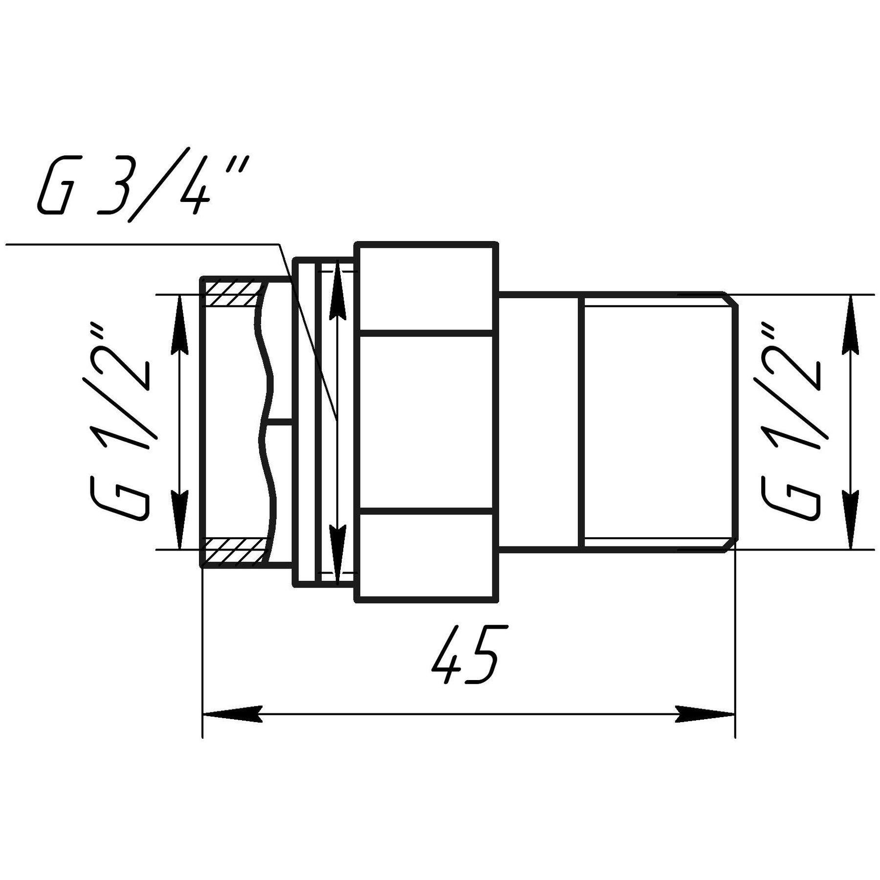 Згін-американка прямий Professional QP160 1/2" Нікель (000013964) - фото 3