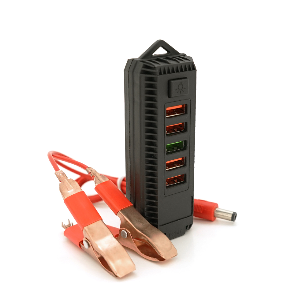 USB-хаб портативный VOLTRONIC с крокодилами крокодилами 4USB2.0 USB3.0 12В Черный (38277)