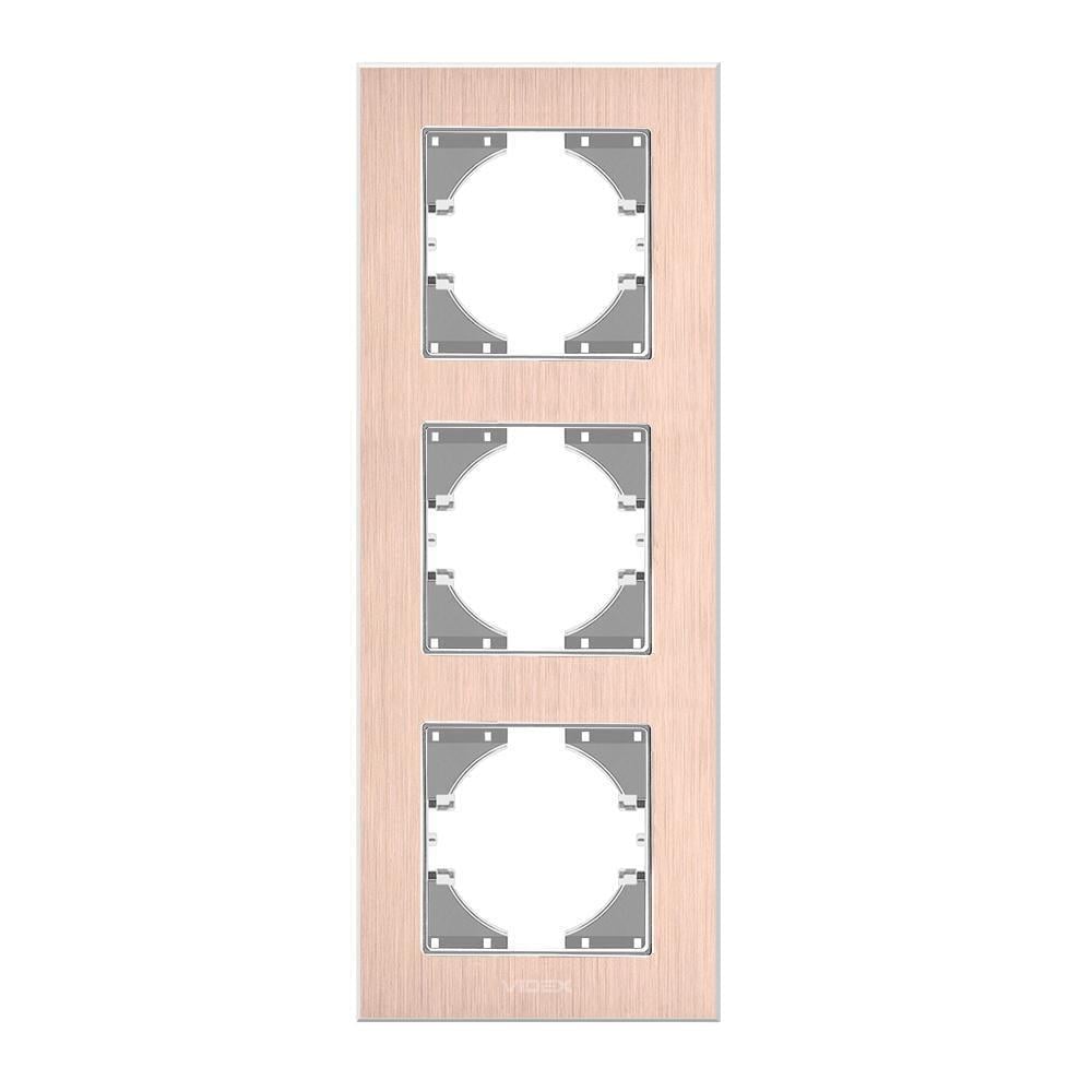 Рамка для розеток Vіdех Bіnеrа 3 місця вертикальна алюміній Мідний (22551088)