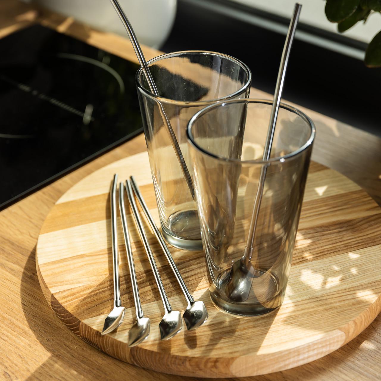 Набор многоразовых ложек-трубочек для напитков со щеткой для мытья из нержавеющей стали 6 шт. 22 см Серый (HP-20-19) - фото 4 Набор многоразовых ложек-трубочек для напитков со щеткой для мытья из нержавеющей стали 6 шт. 22 см Серый (HP-20-19) - фото 4