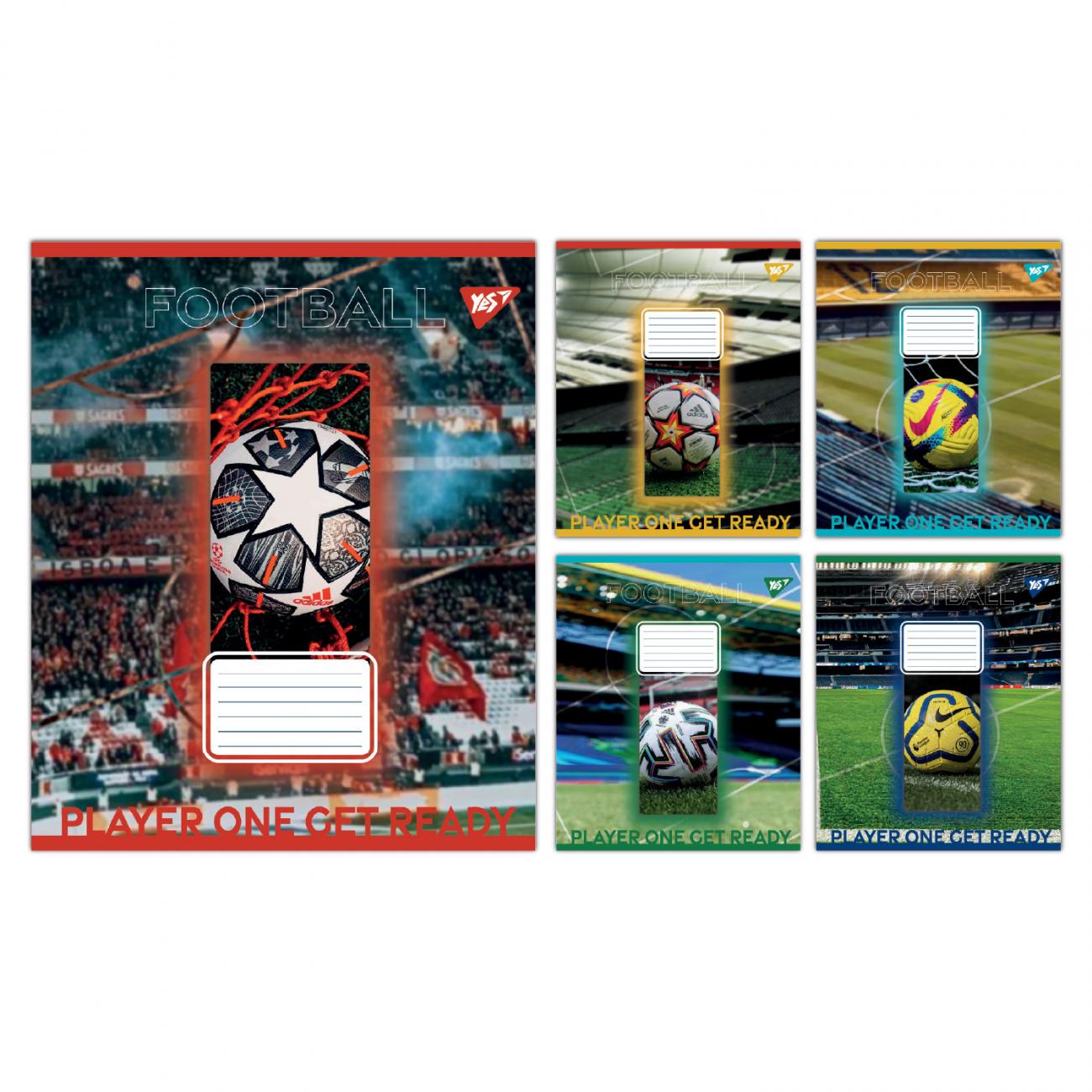 Зошити учнівські YES Football stadium 36 аркушів клітинка 15 шт. в упаковці