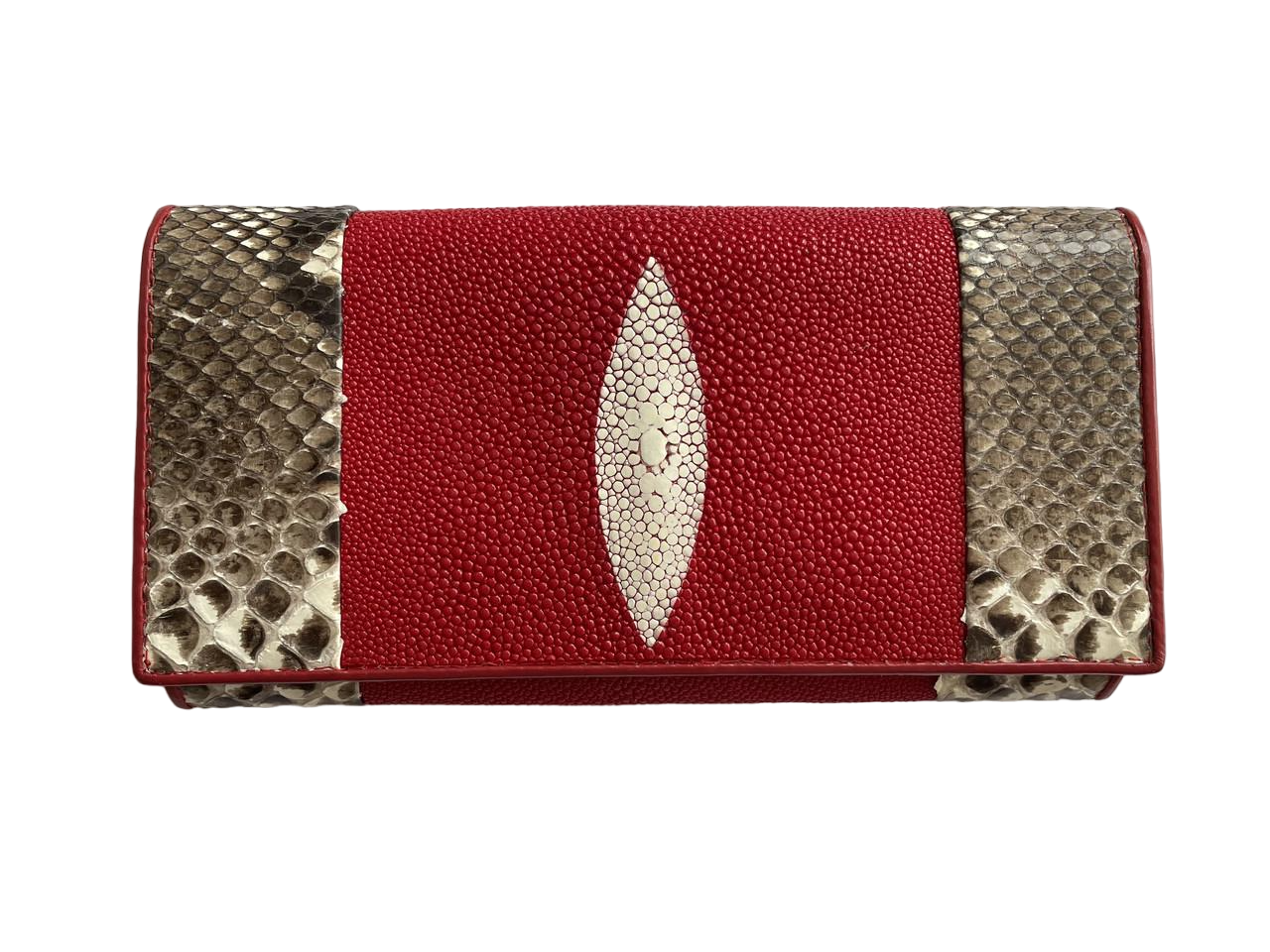 Гаманець жіночий зі шкіри ската та пітона Червоний (stw29_6)