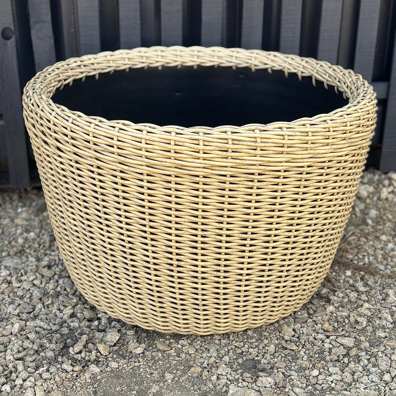 Кашпо большое для растений и цветов из искусственного ротанга/ручной работы 90 л Светлое дерево - фото 3