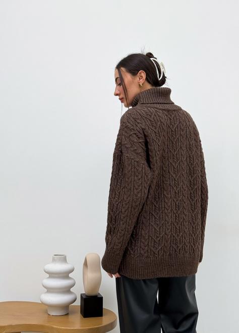 Светр з візерунком жіночий ART KNIT Олівія oversize Коричневий - фото 5 Светр з візерунком жіночий ART KNIT Олівія oversize Коричневий - фото 5