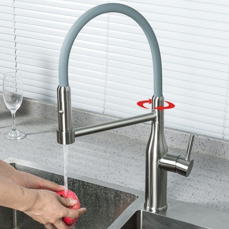 Змішувач для кухні Gappo G4398-55 з гнучким виливом 2 режими Сірий - фото 3