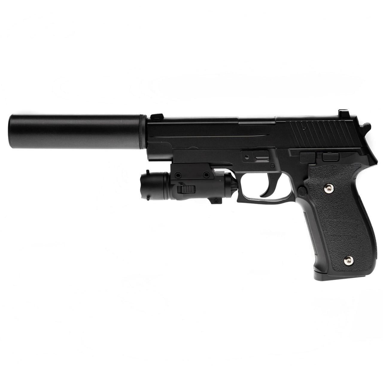 Пистолет страйкбольный Galaxy Sig Sauer 226 металлический с глушителем Черный (12347274)