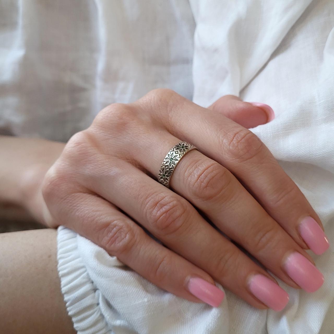 Кольцо серебряное женское Вышиванка р. 19 925 пробы