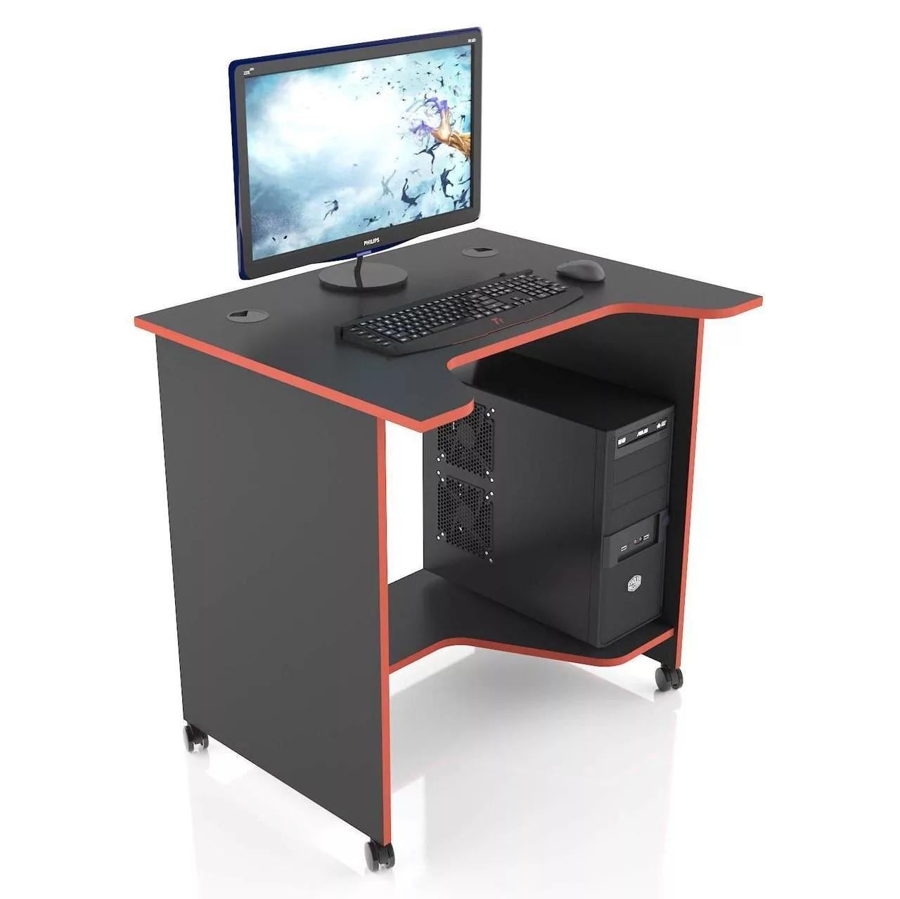 Геймерский стол XGamer MINI XG10 с полкой под системный блок 100 см Черный с красным