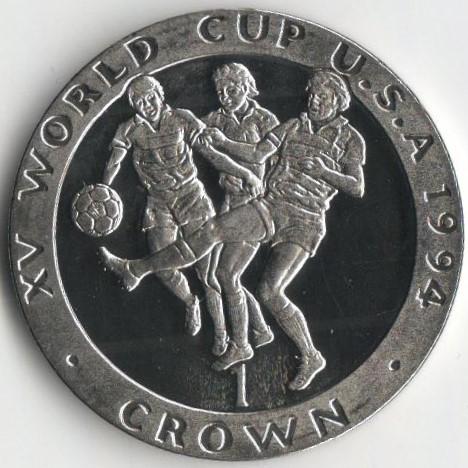 Колекційна монета Острів Мен 1 крона 1994 Чемпіонат світу з футболу в США UNC Різновид 6 (KM#370)