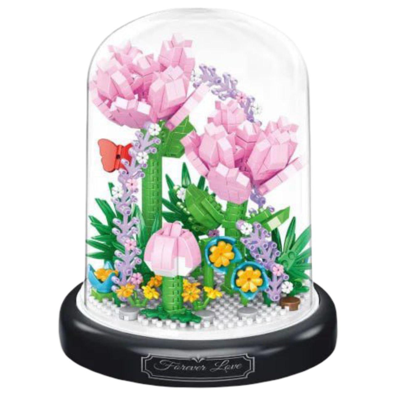 Конструктор Розовые гвоздики P2371 624 дет. 11х11х14 см Розовый (32013685)