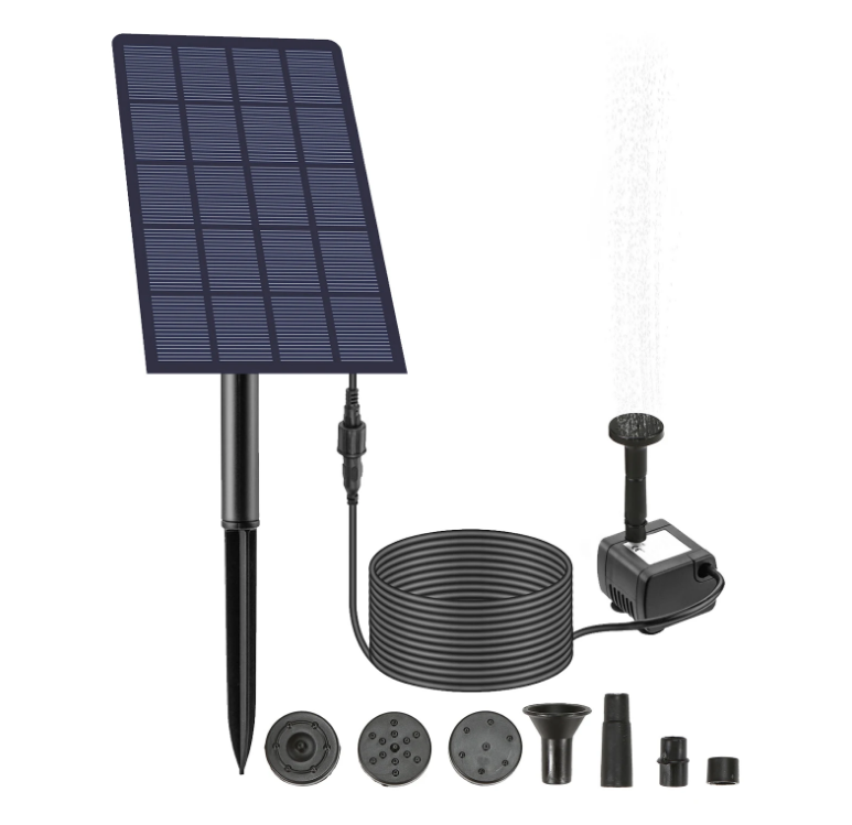 Фонтан на солнечной панели 2,5 Вт насос для пруда/аквариума/сада 14x8,5 см 4 насадки (2202140187)