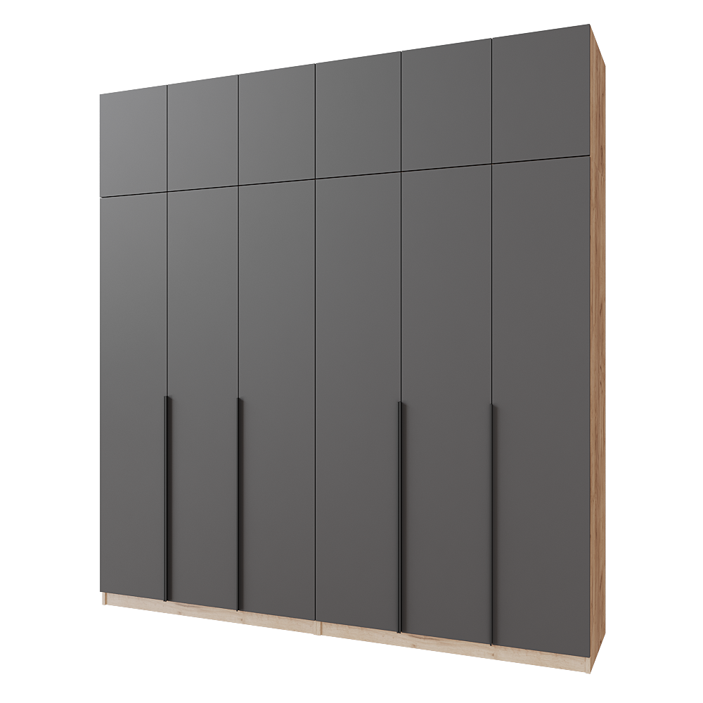 Шкаф распашной с антресолью Меблітренд Чиназес Чиа-2400,5 2400х500х2550 мм Дуб крафт золотой/Графитовый (26890331)