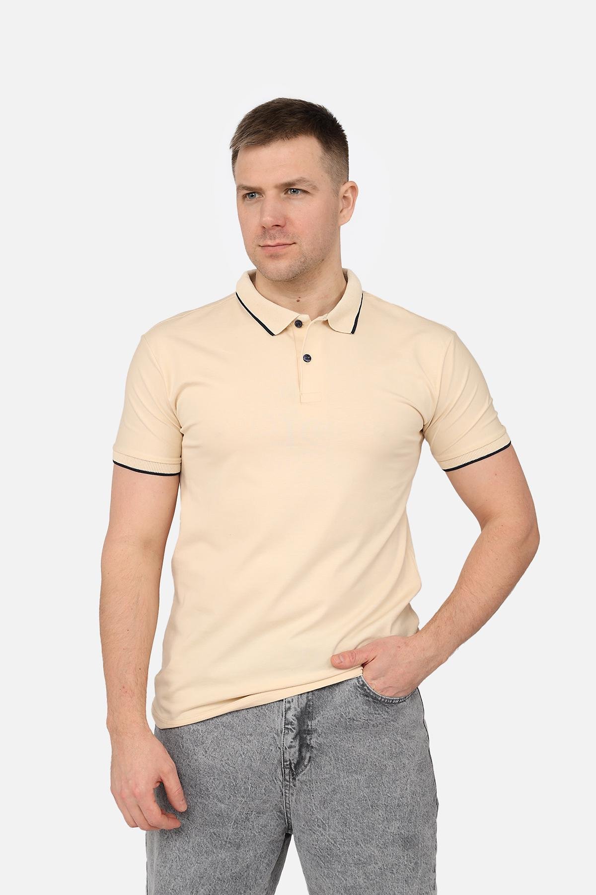 Футболка поло мужская ЦБ-00270087 р. 44 Бежевый (SKT001045389)