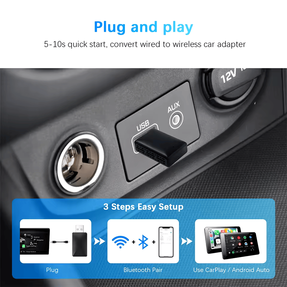 Адаптер сетевой HOTWIRES USB для Apple CarPlay и Android Auto WiFi 5G Bluetooth 5.0 (000021) - фото 5