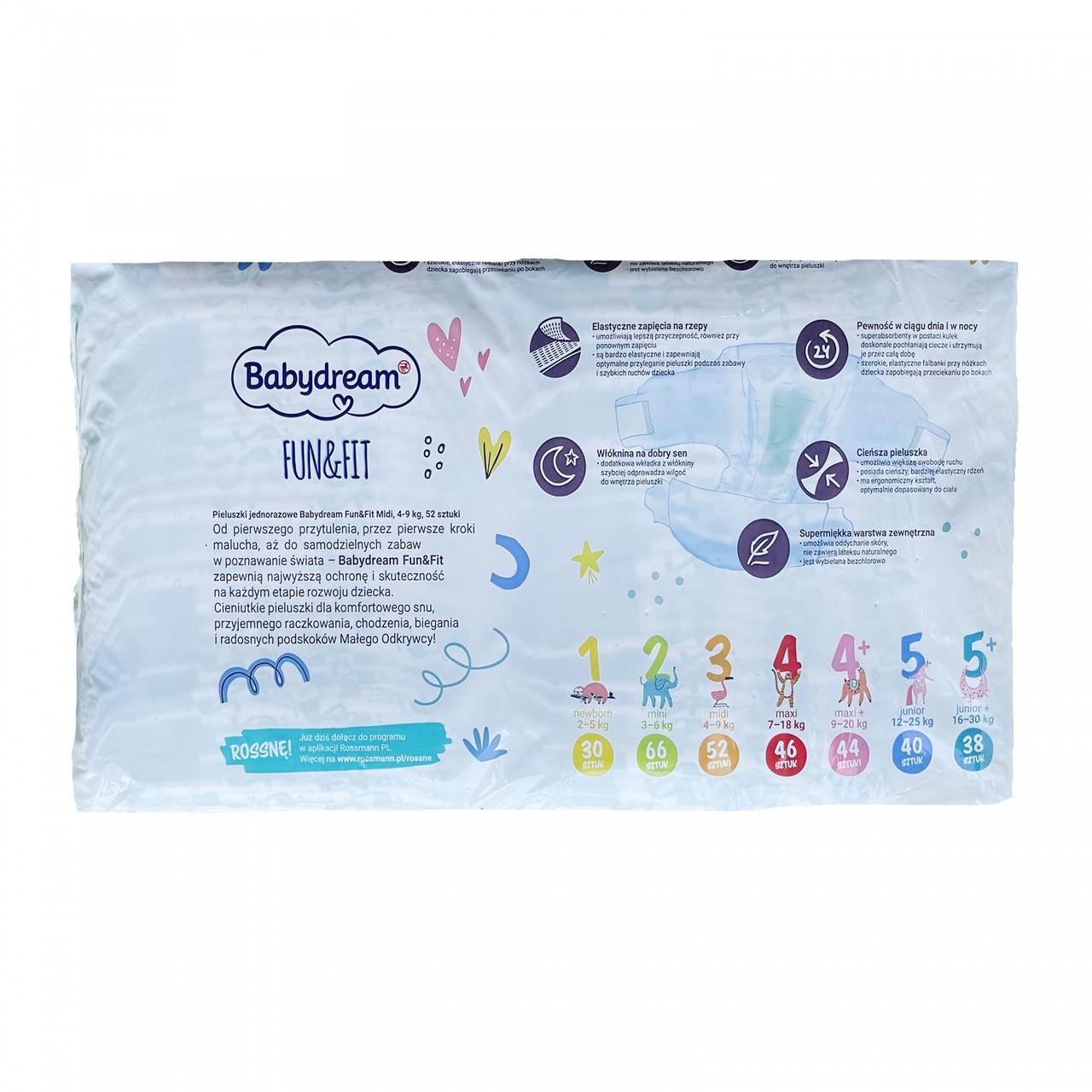Підгузки дитячі Babydream FUN&FIT 3 Midi 4-9 кг 52 шт. (1891323224) - фото 2