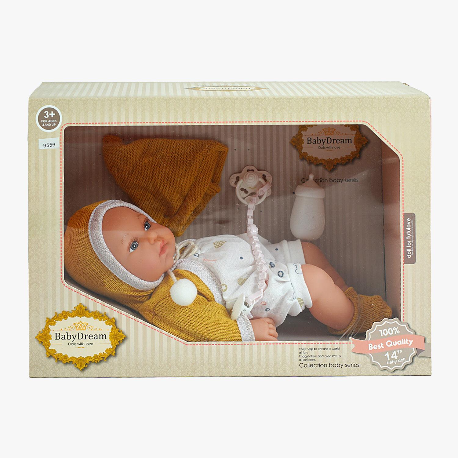Пупс Baby Dream шапочка/погремушка/бутылочка 36 см Разноцветный (142130)