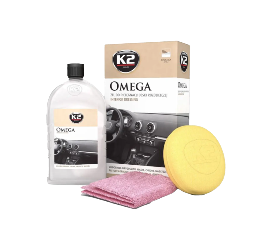 Гель для ухода за приборной панелью K2 Gold Omega/аппликатор/микрофибра 500 мл