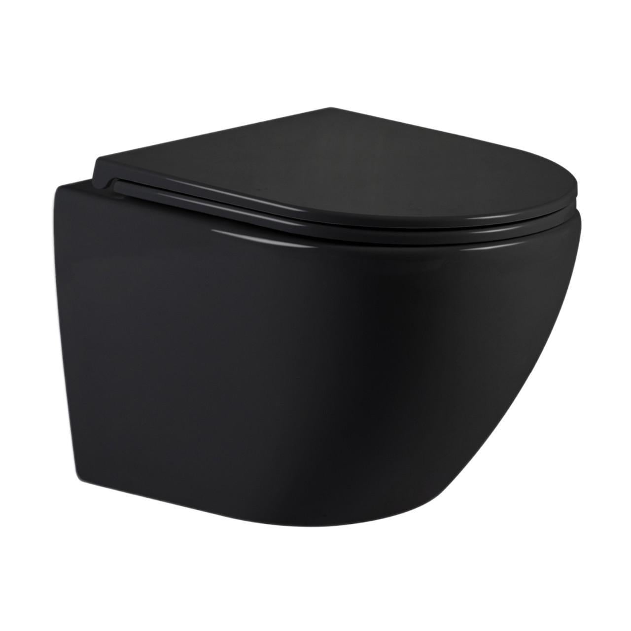 Унітаз підвісний Qtap Jay Ultra Quiet сидінням Slim Duroplast Soft-close Quick Relase 485х360х320 мм Matt Black (QT07335177MB Унітаз підвісний Qtap Jay Ultra Quiet сидінням Slim Duroplast Soft-close Quick Relase 485х360х320 мм Matt Black (QT07335177MB