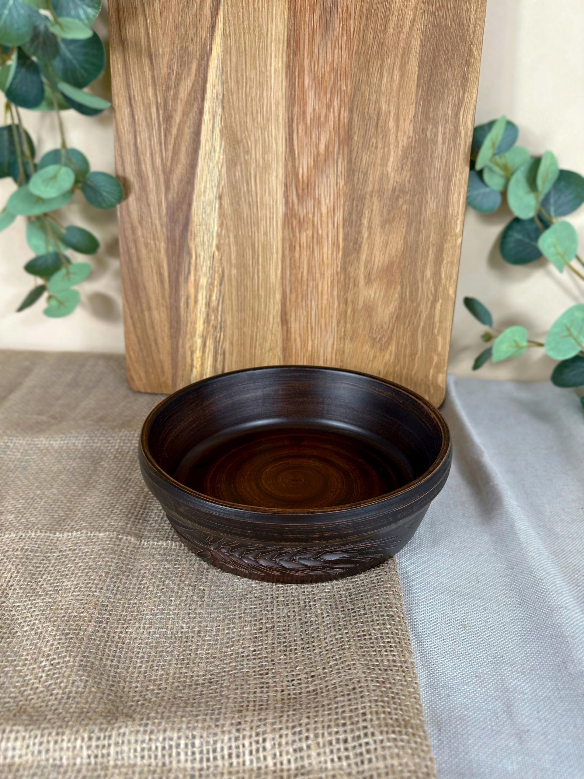 Миска під бануш різьблена глиняна Гражда Колосок 1,1 л (13002-16)