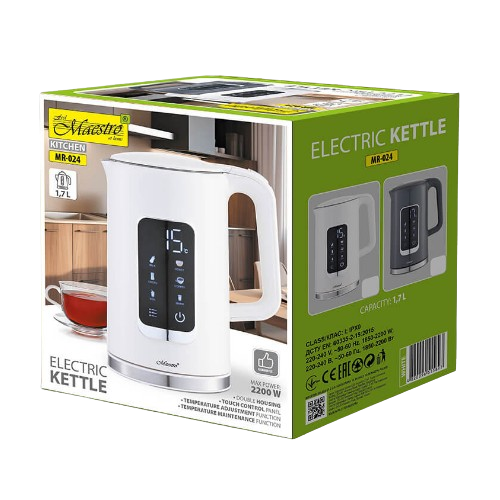 Електрочайник Maestro MR-024-WHITE сенсорна панель 1,7 л 2200W (2184778187) - фото 2 Електрочайник Maestro MR-024-WHITE сенсорна панель 1,7 л 2200W (2184778187) - фото 2