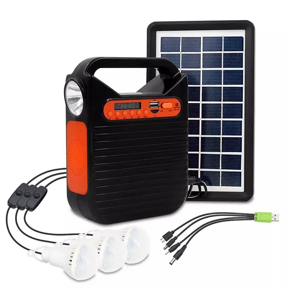 Фонарь переносной Gdtimes-39 с солнечной панелью и лампочками 3 шт. (25f5f0ef)