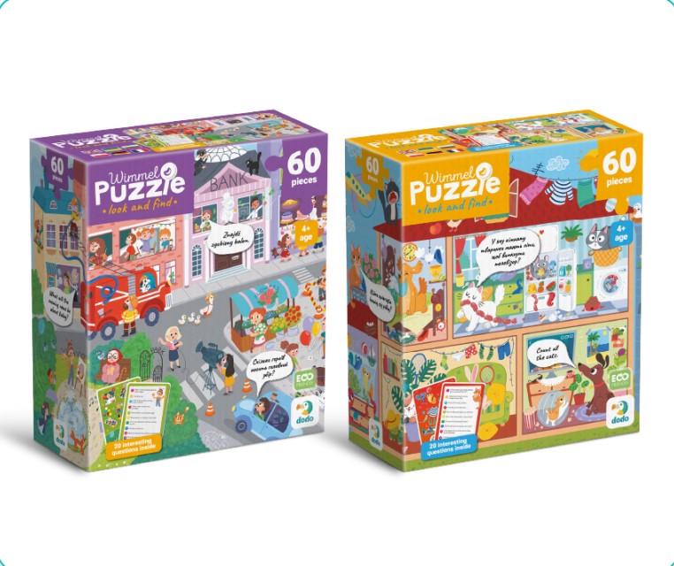 Набір віммельпазлів DoDo Улюбленці вдома 300661 та Містечко професій 300662 60 шт.