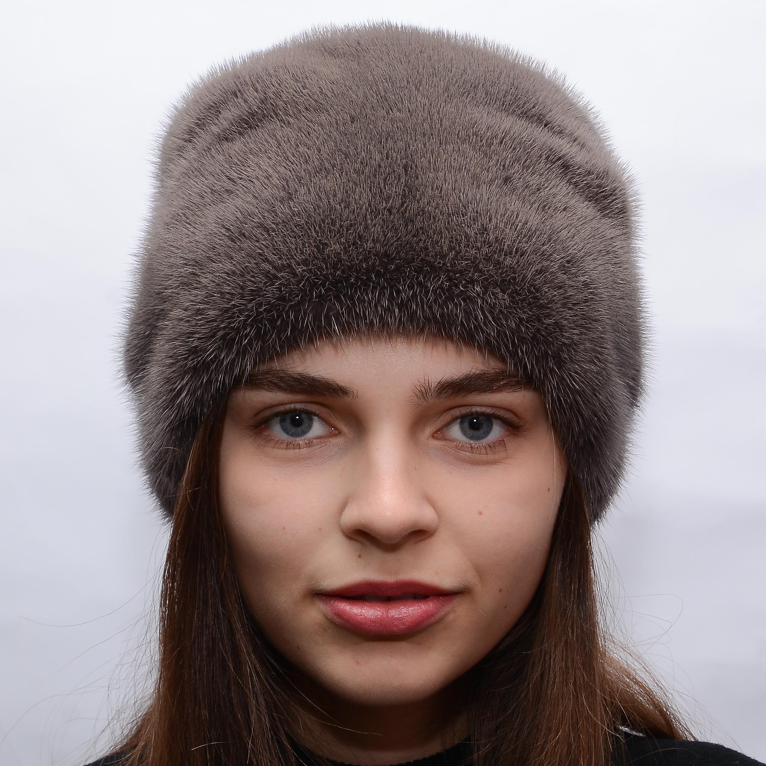 Женская кубанка Меховой стиль Шарпей из натурального меха норки XL-XXL Кофе (079/В)