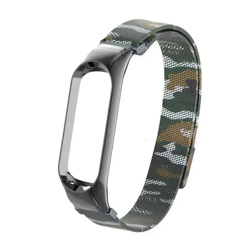 Браслет Миланская петля Mi Band 5/6 Green Камуфляж (29782277)