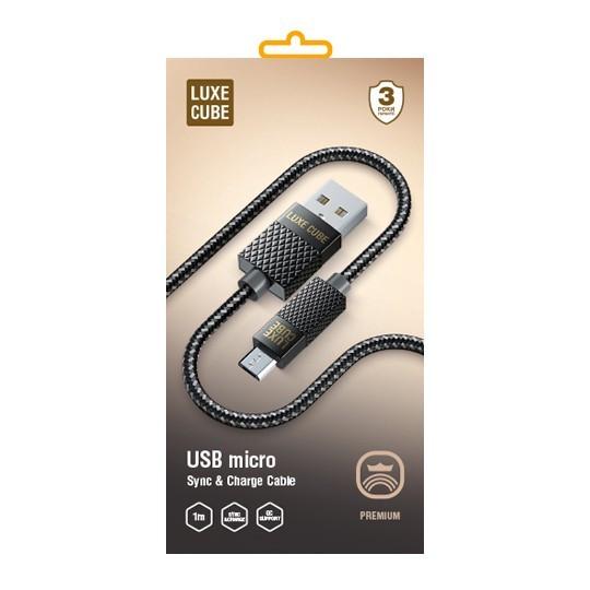 Кабель Luxe Cube Premium USB micro to USB 1 м Сірий (8886668686167) - фото 2