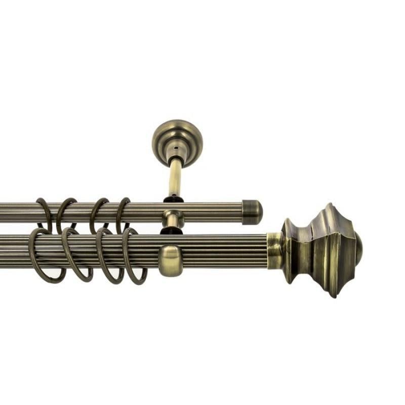 Карниз металевий Orvit Верді дворядна рифлена труба 25/19 мм 280 см Антик