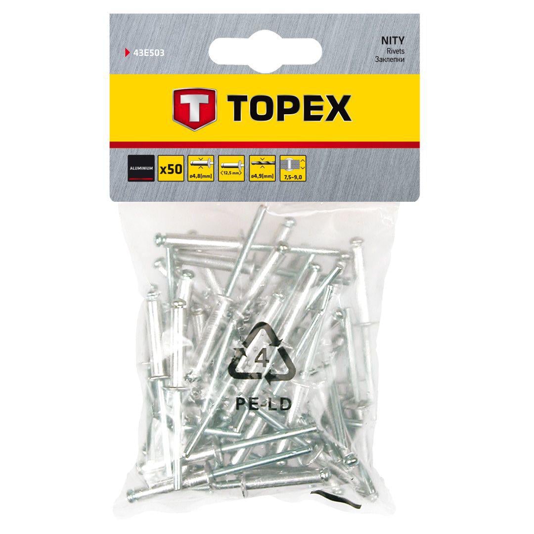 Заклепки Topex алюминиевые 4,8x12,5 мм 50 шт. (23490)